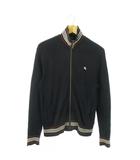 バーバリーブラックレーベル BURBERRY BLACK LABEL ジャケット スウェットブルゾン スタンドカラー ジップアップ ボーダー ロゴ刺繍 2 M 黒 ブラック /AO11 ■GY18