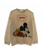 グッチ GUCCI × ディズニー Disney ニット セーター ウール 長袖 クルーネック ミッキーマウス ロゴ 刺繍 XS ベージュ 606203 XKA7Q /XZ ■GY17