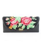 フェイラー FEILER 眼鏡ケース メガネケース フェイクレザー シュニール織 花柄 ロゴ 黒 ブラック /MN6 ■GY18