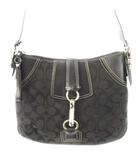 コーチ COACH ショルダーバッグ キャンバス レザー 革 シグネチャー 黒 ブラック 10249 /CK13 ■GY18