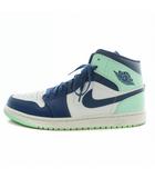 ナイキ NIKE エアジョーダン1 ミッド ブルーミント Air Jordan 1 Mid Blue Mint スニーカー レザー ハイカット US12 30cm 青 ブルー ミントグリーン 554724-413 /XZ ■GY18