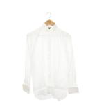 セルッティ CERRUTI 1881 ドレスシャツ ワイシャツ ウイングカラー ダブルカフス 比翼 地模様 フォーマル 14.5/37 S 白 ホワイト /MN19 ■GY18