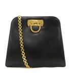 サルヴァトーレフェラガモ Salvatore Ferragamo ショルダーバッグ レザー ガンチーニ チェーン 黒 ブラック P212261 /UO ■GY18