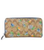 コーチ COACH 長財布 ロングウォレット 小銭入れあり レザー シグネチャー ロゴ 花柄 ラウンドファスナー 茶 ブラウン 青 ブルー /AH15 ■GY18