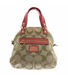 コーチ COACH ポピー POPPY デイジー ハンドバッグ ショルダー 2WAY キャンバス レザー シグネチャー 総柄 ロゴ 茶色 ブラウン ピンク F21713 /XZ ■GY11