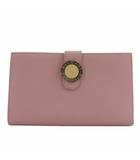 ブルガリ BVLGARI 長財布 二つ折り 手帳型 レザー ロゴ シルバー金具 ピンク /XZ ■GY11
