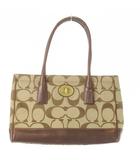 コーチ COACH トートバッグ キャンバス レザー シグネチャー 総柄 ターンロック ロゴチャーム 茶 ブラウン 11558 /AO6 ■GY11