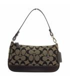 コーチ COACH ハンドバッグ ポーチ キャンバス レザー シグネチャー柄 総柄 黒 ブラック 6094 /XZ ■GY18
