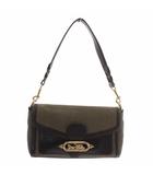 コーチ COACH ハンドバッグ ショルダー 2WAY キャンバス レザー ロゴ ゴールド金具 黒 ブラック 茶色 ブラウン 1938 /XZ ■GY18
