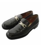 サルヴァトーレフェラガモ Salvatore Ferragamo ローファー ビジネスシューズ レザー スクエアトゥ ガンチーニ ロゴ シルバー金具 8.5 26.5cm 黒 ブラック /XZ ■GY18