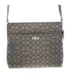 コーチ COACH ショルダーバッグ キャンバス レザー ロゴ シグネチャー 黒 ブラック グレー /AH18 ■GY18