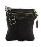 コーチ COACH ショルダーバッグ キャンバス レザー シグネチャー 総柄 ロゴ 黒 ブラック 42190 /XZ ■GY18