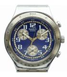 スウォッチ SWATCH アイロニー IRONY 腕時計 ウォッチ クォーツ クロノグラフ カレンダー付き 青文字盤 ロゴ シルバー色 ■GY18 /MQ