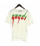 グッチ GUCCI ブレード Tシャツ カットソー 半袖 ロゴ プリント オーバーサイズ S 白 ホワイト ■GY18 /MQ