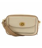 コーチ COACH ウィロウ カメラ バッグ ショルダーバッグ レザー ロゴ ゴールド金具 白 ホワイト 茶色 ブラウン C0695 /XZ ■GY18