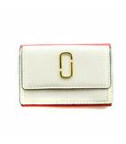 マークジェイコブス MARC JACOBS 二つ折り財布 ミニ ウォレット レザー ロゴ アイボリー 赤 レッド ■GY18 /MQ