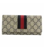 グッチ GUCCI 長財布 二つ折り レザー GGスプリーム 総柄 シェリーライン ベージュ /XZ ■GY13