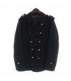 バーバリーブラックレーベル BURBERRY BLACK LABEL ナポレオン ピーコート Pコート 裏地チェック ダブル ウール 銀色ボタン L 黒 ブラック ■GY42 /MQ