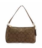 コーチ COACH ハンドバッグ ショルダー 2WAY PVC レザー シグネチャー 総柄 ロゴ ゴールド金具 茶色 ブラウン F58321 /XZ ■GY18