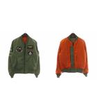 アヴィレックス AVIREX MA-1 フライトジャケット ブルゾン リバーシブル ナイロン 中綿 ジップアップ ロゴ 刺繍 ワッペン M カーキ オレンジ 6172103 /XZ ■GY18