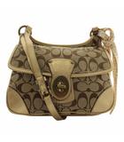 コーチ COACH ショルダーバッグ キャンバス レザー シグネチャー 総柄 ターンロック スカーフ付き 茶色 ブラウン F10567 /XZ ■GY11