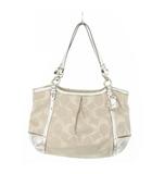 コーチ COACH トートバッグ ハンドバッグ キャンバス レザー シグネチャー ロゴチャーム ベージュ シルバーカラー F20807 /MN10 ■GY18
