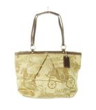 コーチ COACH ハンドバッグ キャンバス レザー 革 ホースアンドキャリッジ タック ジャカード ベージュ F14482 /CK22 ■GY13