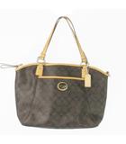 コーチ COACH トートバッグ 2way ショルダーバッグ PVC レザー 革 シグネチャー ロゴチャーム 茶 ブラウン F19817 /AO6 ■GY13