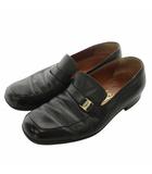 サルヴァトーレフェラガモ Salvatore Ferragamo ローファー ビジネスシューズ レザー スクエアトゥ ロゴ 7.5 25.5cm 黒 ブラック /XZ ■GY18