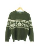 エディーバウアー EDDIE BAUER ニット セーター クルーネック 長袖 ノルディック柄 S 緑 カーキ /AO10 ■GY11