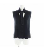 シャネル CHANEL ノースリーブカーディガン ベスト パイル地 リボンタイ ココマーク ロゴ 36 S 紺 ネイビー P30069V20407 ■GY18 /MQ