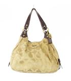 コーチ COACH ハンドバッグ ナイロン ジャカード レザー 革 オプアート ロゴ ベージュ 14305 /CK12 ■GY18