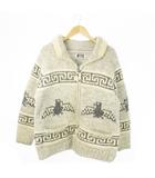  ロングハウス LONG HOUSE カウチンニット ジャケット ジップアップ ウール ネイティブ柄 アメカジ L グレー /AO8 ■GY18