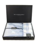 バーバリー ロンドン BURBERRY LONDON タオル 2枚セット バスタオル フェイスタオル パイル生地 ロゴ刺繍 ボーダー チェック 青 ブルー  /MN13 ■GY18