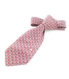 セリーヌ CELINE ネクタイ レギュラー シルク 絹 チェーン柄 総柄 ロゴ 赤 レッド ボルドー /CK28 ■GY18