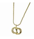 クリスチャンディオール Christian Dior ネックレス アクセサリー ペンダント CD ロゴ ラインストーン ゴールド色 ■GY18 /MQ ■OH