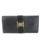 サルヴァトーレフェラガモ Salvatore Ferragamo 長財布 ロングウォレット 小銭入れあり レザー 革 リザード型押し VARA ヴァラ ロゴ 黒 ブラック /CK30 ■GY18