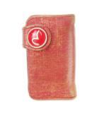 エヴィス EVISU 二つ折り財布 ウォレット 小銭入れあり コンパクト レザー 革 ロゴ 赤 レッド /CK25 ■GY18