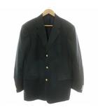 バーバリー ロンドン BURBERRY LONDON テーラードジャケット ブレザー アウター 長袖 3B 金釦 スーパー100 SUPER100s ウール ノバチェック 総裏地 52 黒 ブラック /MP ■GY18