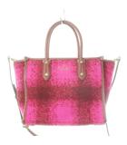 ケイトスペード KATE SPADE ハンドバッグ ショルダーバッグ 2way ツイード レザー 底鋲 チェック柄 ピンク /AH4 ■GY18