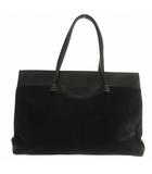 トッズ TOD'S ハンドバッグ トート ハラコ レザー オープントップ ロゴ 型押し 黒 ブラック /XZ ■GY13