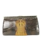  ノーブランド クラッチバッグ 2way ハンドバッグ がま口 レザー 革 クロコダイル ワニ革 カイマン 和装 茶 ブラウン /CK12 ■GY18