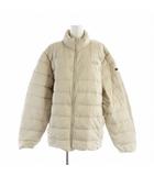 ザノースフェイス THE NORTH FACE スタンドネック ダウンジャケット プリント ロゴ 長袖 ジップアップ ラバーパッチ 2XL ベージュ NJ1DN70C ■GY18 /MQ