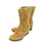 アグ オーストラリア UGG australia ウェッジソールブーツ ミドル レザー 革 ムートン ボア ロゴ型押し 24.0 茶 ブラウン 1012528 /CK26 ■GY18
