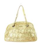 ケイトスペード KATE SPADE ハンドバッグ レザー 革 パンチング フラワーモチーフ シャイニー ロゴ ゴールドカラー /CK22 ■GY18