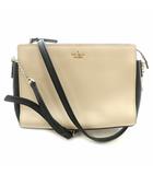 ケイトスペード KATE SPADE ショルダーバッグ PVC ロゴ ストライプ柄 ピンク黒 ブラック 金 ゴールド バイカラー /MP