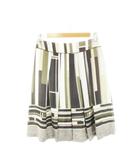 フレアスカート ひざ丈 幾何学 ストライプ 総柄 3 L 緑 カーキ グレー /AH8 ■GY18