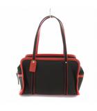 ケイトスペード KATE SPADE ハンドバッグ トート ミニボストン ナイロン レザー ロゴ 茶 ブラウン 赤 レッド ■GY18 /MQ