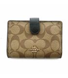 コーチ COACH 二つ折り財布 小銭入れあり レザー 皮革 シグネチャー ロゴ ベージュ 茶 ブラウン 黒 ブラック F23553 /MP ■GY18