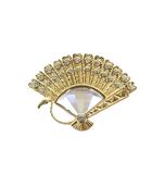 スワロフスキー SWAROVSKI ピンブローチ アクセサリー クリスタル 扇子 ラインストーン ロゴ ゴールド色 ■GY18 /MQ